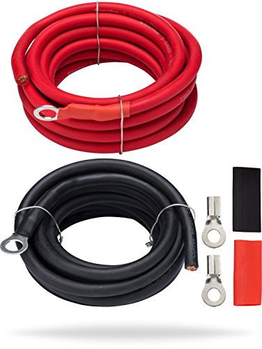 InstallGear AWG 5 Gauge 10ft Battery Power Inverter Cables (2ct Red/Black) for Solar, Auto, RV & Marine, Lawn Mower – 99.9% Oxygen-Free Copper (Set) | Battery Wire/Battery Cable