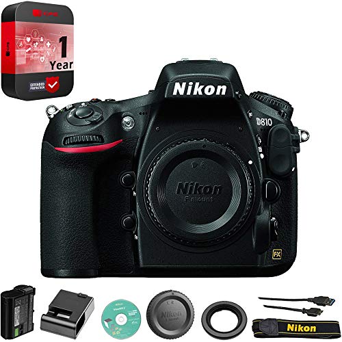 Nikon D810 36.3MP 1080p FX-Format DSLR Camera (Body Only) 1542B + One Year Extended Warranty – (Renewed)