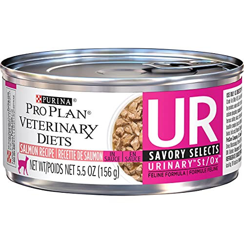 Purina Pro Plan Veterinary Diets UR Urinary St/Ox Savory Selects Feline Formula Salmon Recipe in Sauce Wet Cat Food – (24) 5.5 oz. Cans