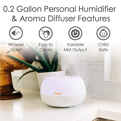 Crane Personal Ultrasonic Cool Mist Humidifier and Aroma Therapy Diffuser, for Home Bedroom Hotels Travel and Office, 0.2 Gallon, Filter Free, White | The Storepaperoomates Retail Market - Fast Affordable Shopping