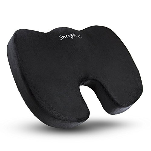 SnugPad Upgraded Memory Foam Seat Cushion, for Sciatica, Back, Hip, and Tailbone Pain Relief, Firm Comfortable, Support for Office Chair, Wheelchair,Car. Nonslip Orthopedic Memory Foam Coccyx Cushion