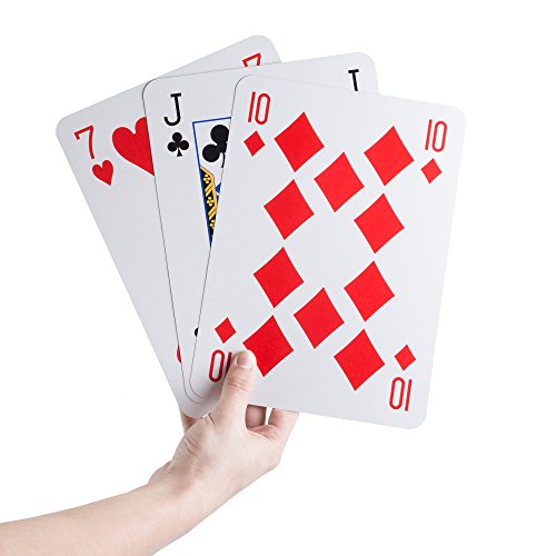Jumbo Playing Cards Giant 8 inch x 11 inch Plastic Coated Large Card Deck, Game for Adults, Boys and Girls by Hey! Play!