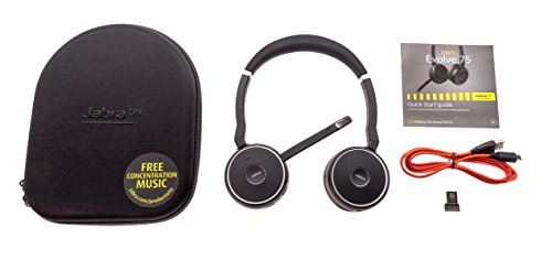 Jabra Evolve 75 UC Stereo Wireless Bluetooth Headset / Music Headphones Including Link 370 (U.S. Retail Packaging), Black | The Storepaperoomates Retail Market - Fast Affordable Shopping