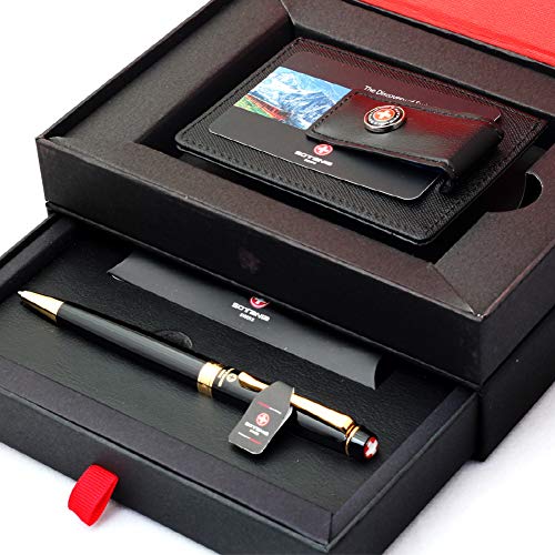 Sotania Swiss- Personalized Roller Ballpen, Ballpoint pen, Ball pen, Refillable Pen with Genuine Leather Pocket Money Clip Premium Gifts for men by womens