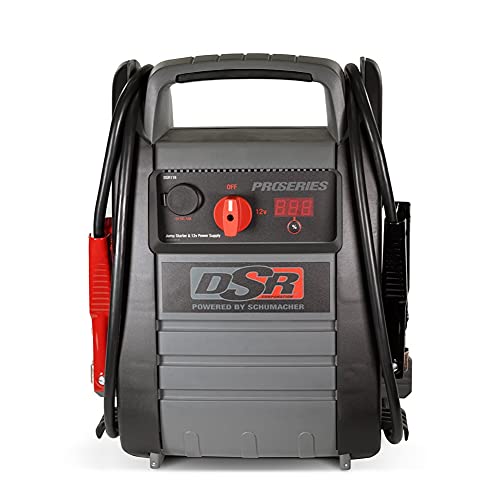 Schumacher DSR116 DSR ProSeries Rechargeable Pro Jump Starter – 12V – Works with Gas and Diesel Vehicles – Includes DC/USB Power for Charging Phones and Tablets Plus 400W Power Inverter, Newer Model