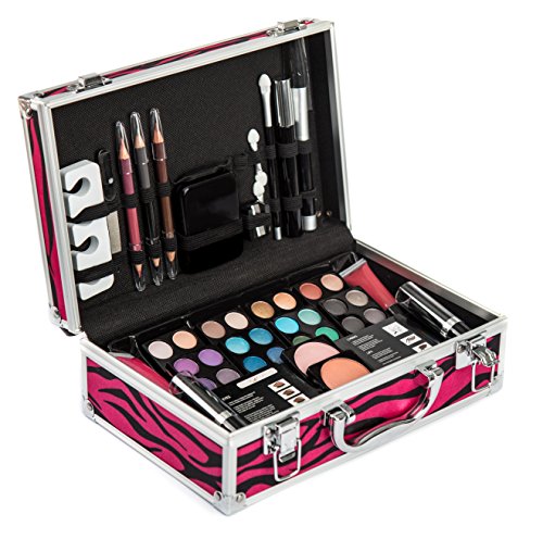 Vokai Makeup Kit Gift Set – 51 Piece – 32 Eye Shadows, 2 Blushes, 2 Lip Glosses, 2 Lipsticks, 2 Eye Liner Pencils, 1 Lip Liner Pencil, 1 Mascara – Case with Carrying Handle