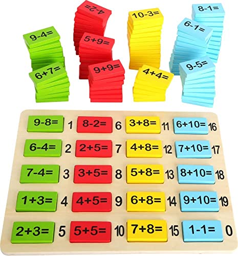 small foot wooden toys Math Tiles for Learning Addition and Subtracting Number Fun Early Educational Toy Designed for Children 3+, Multi (10716)