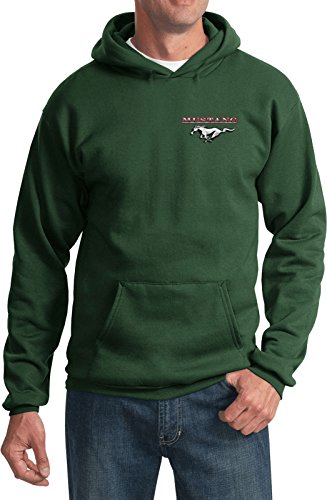 Mens Ford Hoodie Mustang Pocket Print Hoody, Dark Green, 4XL