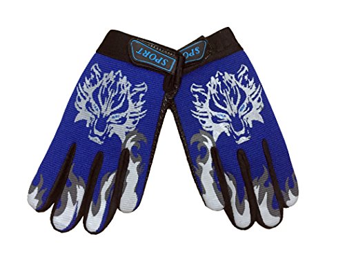MARZE Bike Cycling Gloves for Children Full Finger Non-Slip Breathable Kids Gloves Warm Sport Mittens (Blue)