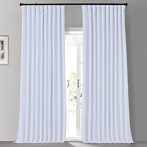 HPD Half Price Drapes Extra Wide Faux Silk Blackout Curtains For Bedroom – Vintage Texture (1 Panel) 100 X 108, Ice, PDCH-KBS1BO-108-DW