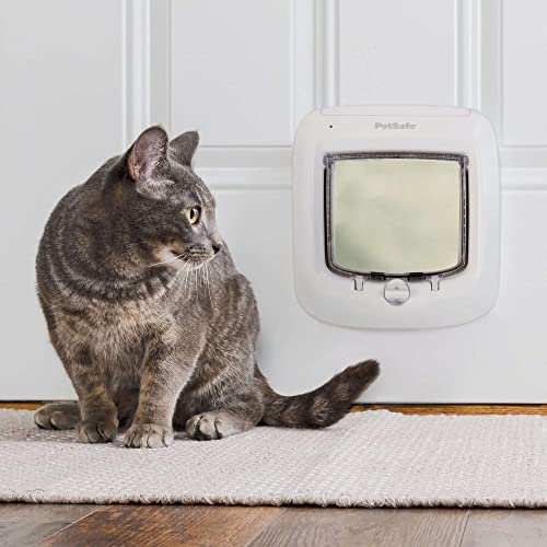 PetSafe Microchip Cat Door, Exterior or Interior Pet Door – Multi-User RFID Access Up To 40 Pets, 4-Way Locking, Weatherproof, DIY Easy Install, Hardware Kit; Privacy for Cat Litter Box or Pet Feeder
