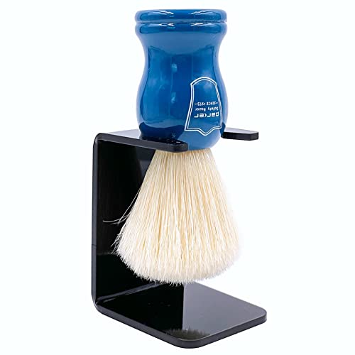 Parker Safety Razor Handmade 100% Deluxe Boar Bristle Shaving Brush – Blue Wood Handle, Brush Stand Included