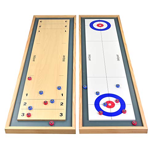 GoSports Shuffleboard and Curling 2 in 1 Board Games – Classic Tabletop or Giant Size – Choose Your Style