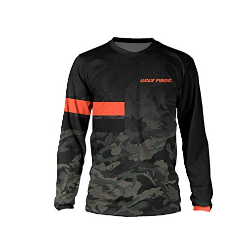 UGLY FROG Designs Bike Wear Men’s Downhill Jersey Rage MTB Cycling Top Cycle Motocross Mountain Bike Shirt Long Sleeve Camouflage Orange L