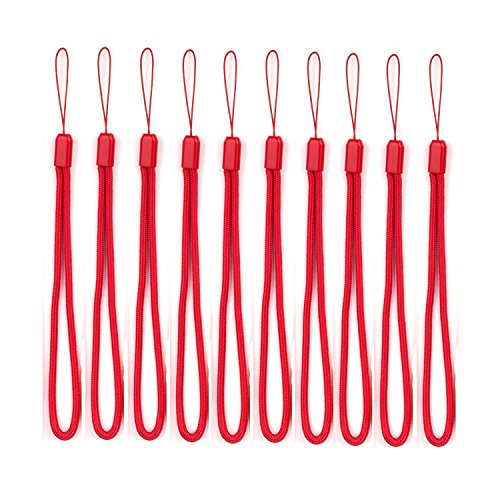 7-inch Long Round Nylon Cord Lanyards Hand Wrist Strap Attaches for Cameras, Phones, Media Players, PSP, USB Thumb Drives, Keys, Badge Holders, Flashlights, Torches (100PCS, Red)