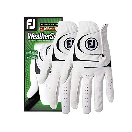 FootJoy Men’s WeatherSof 2-Pack Golf Glove White Cadet Large, Worn on Left Hand