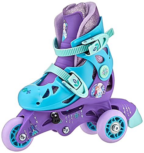 PlayWheels Frozen Glitter Convertible 2-in-1 Skates, Junior Size 6-9 , Purple Glitter