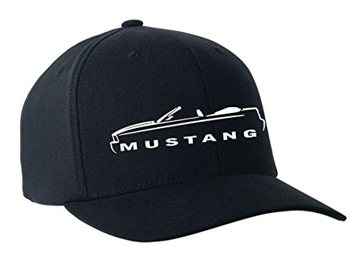2005-09 Ford Mustang Convertible Classic Outline Design Flexfit hat Cap Large/XLarge Black