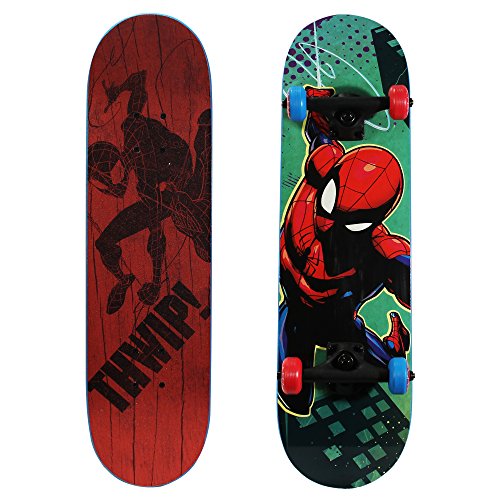 PlayWheels Ultimate Spider-Man 28″ Complete Kids Trick Skateboard, Red