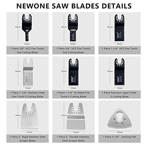 NEWONE 67 Pack Oscillating Multitool Quick Release Saw Blades with Sandpaper,Multitool Blades for Wood Metal Plastics Compatible with Fein Black&Decker Bosch Chicago Roybi Milwaukee Makita Craftsman | The Storepaperoomates Retail Market - Fast Affordable Shopping