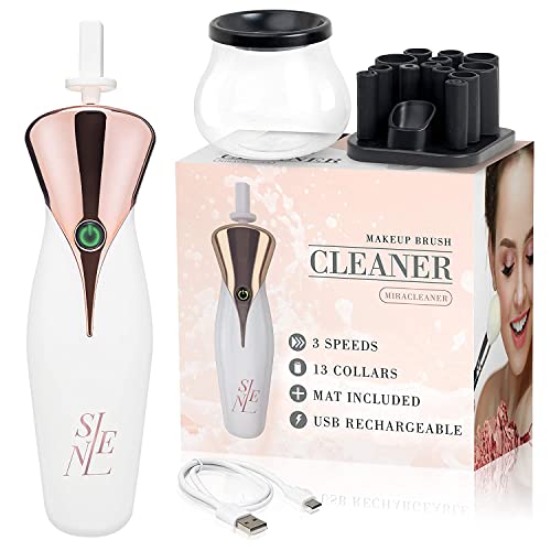 SELENE Professional Makeup Brush Cleaner and Dryer Machine – Electric Makeup Brush Cleaner w/Automatic Brush Spinner to Quickly Wash and Dry Cosmetic Brushes – Cleaning Tool for Makeup Brushes Set