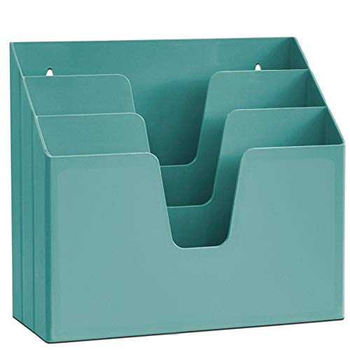 Acrimet Horizontal Triple File Folder Holder Organizer (Solid Green Color)