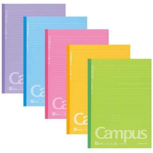 Kokuyo Campus Notebooks Semi B5-dotted, 7 mm Ruled – 30 Lines X 30 Sheets – Pack of 5 Vitamin Color (1 Set)