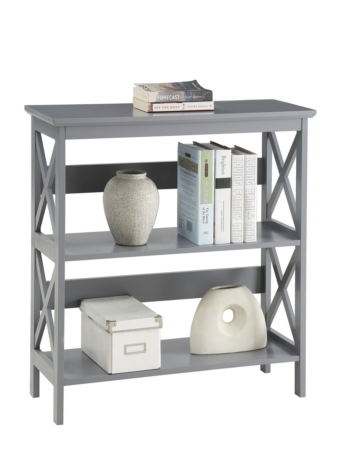 Convenience Concepts Oxford 3 Tier Bookcase, Gray | The Storepaperoomates Retail Market - Fast Affordable Shopping