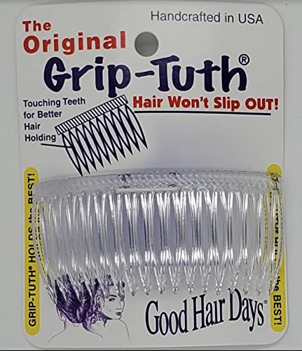Good Hair Days The Original Grip-Tuth Hair Combs, Set of 2, 40817 Clear 3 1/4″ Wide