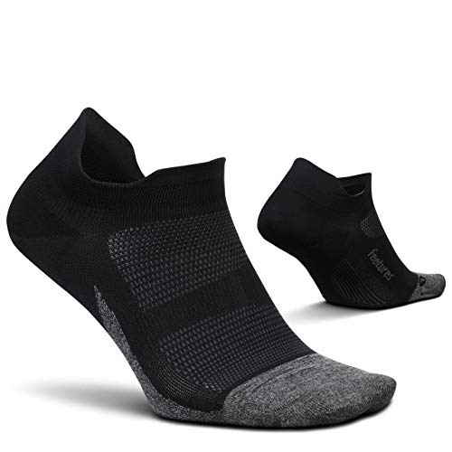 Feetures Elite Ultra Light No Show Tab Solid- Running Socks for Men & Women, Athletic Compression Socks, Moisture Wicking- Large, Black