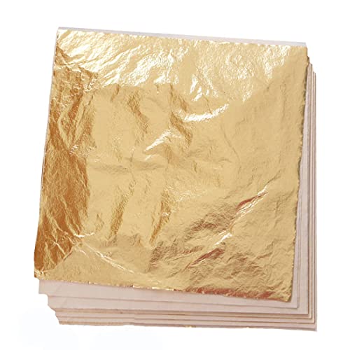 100 Sheets Imitation Gold Leaf for Art, Crafts Decoration, Gilding Crafting, Frames, 5.5 by 5.5 Inches