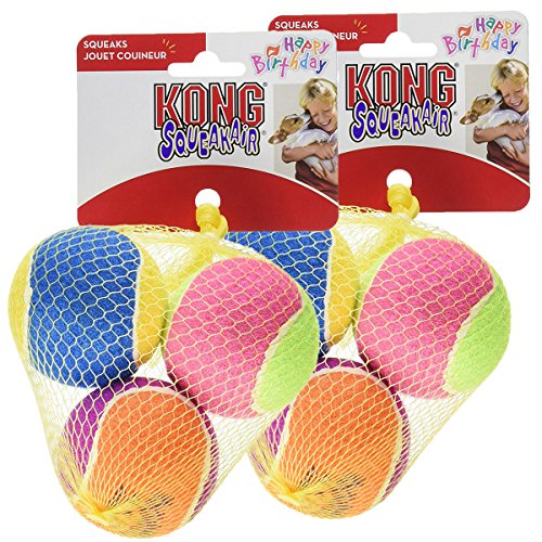 KONG Air Dog Squeakair Birthday Balls Dog Toy, Medium, Colors Vary (6 Balls)