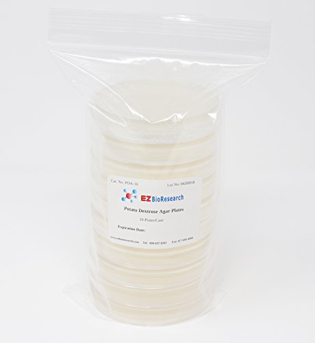 EZ BioResearch Potato Dextrose Agar (PDA) Plates for Mushroom Cultivation (10 Prepoured Agar Plates)