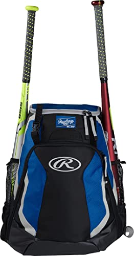 Rawlings R500 Series Baseball/Softball Backpack, Royal Blue, 17.5″ X 15.5″ X 8.5″