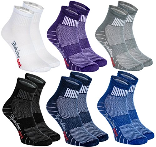 6 pairs of Colorful SPORT Athletic Socks: Running, Cycling, Breathing Cotton M