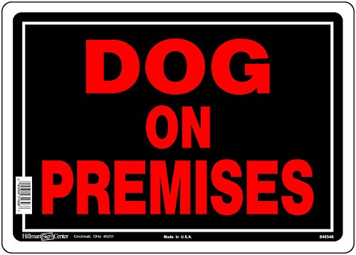Hillman 848546 Dog On Premises Sign, Black and Red Aluminum Metal, 10×14 Inches 1-Sign