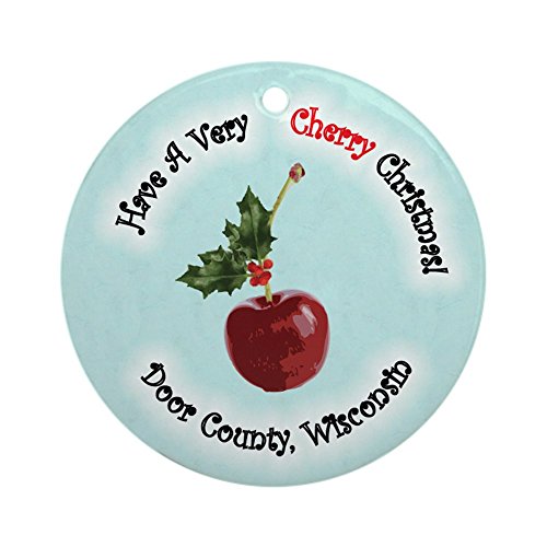 CafePress Have A Very Cherry Christmas (Blue) Round Ornament Porcelain Holiday Christmas Ornament
