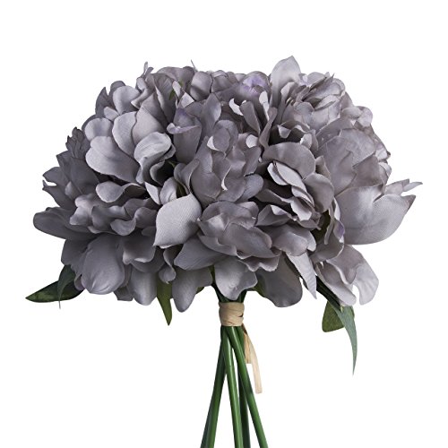 Artificial Fake Peony Silk Flower Bridal Hydrangea Home Wedding Garden Decor, (Grey)