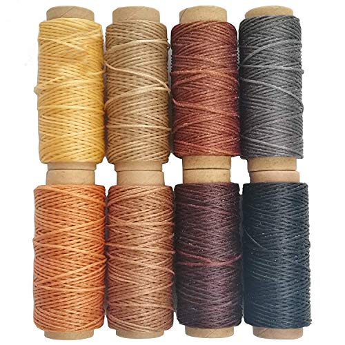 264 Yards 150D Leather Sewing Waxed Thread Cord for Leather Craft DIY 1mm Diameter 8 Colors Sewing Thread Cord,Each of 33 Yards (Color A)