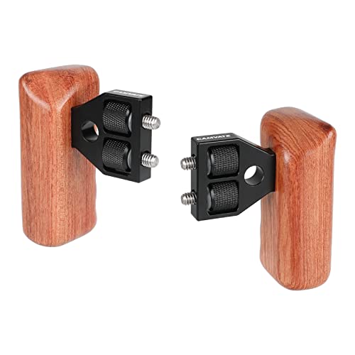 CAMVATE DSLR Wooden Handle Grip with Connector for DV Video Camera Cage(1 Pair) – 1346