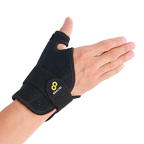 Bracoo Thumb Spica Stabilizer, Wrist Brace for Arthritis, de Quervain’s, Sprained Pain Relief – Fit Right & Left Hand, Black, TP32, 1 Count