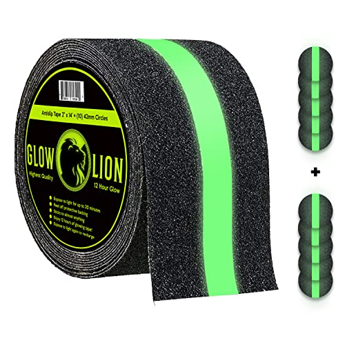 Anti Slip Tape Outdoor Stair Treads Non-Slip Grip Tape for Stairs, Glow in Dark Tape: Waterproof, Reflective, Safety & Traction Tread Tape, Anti Skid Tape for Steps Outdoor Porch Step Grips Glow Lion