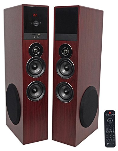 Rockville TM80C Cherry Powered Home Theater Tower Speakers 8″ Sub/Bluetooth/USB