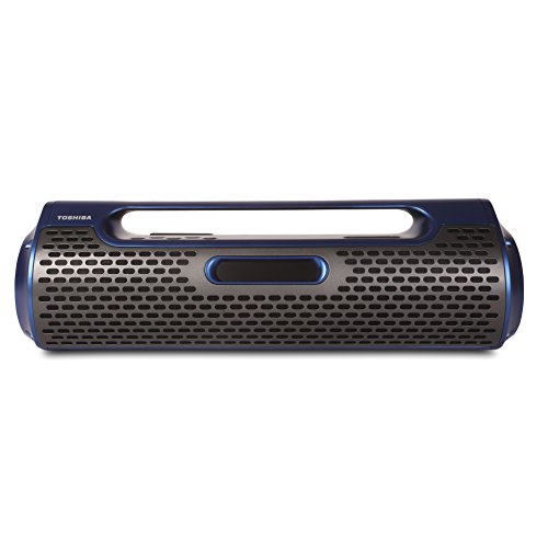 Toshiba Portable Wireless Bluetooth Speaker: Rechargeable Boombox with FM Radio and Clock – Blue