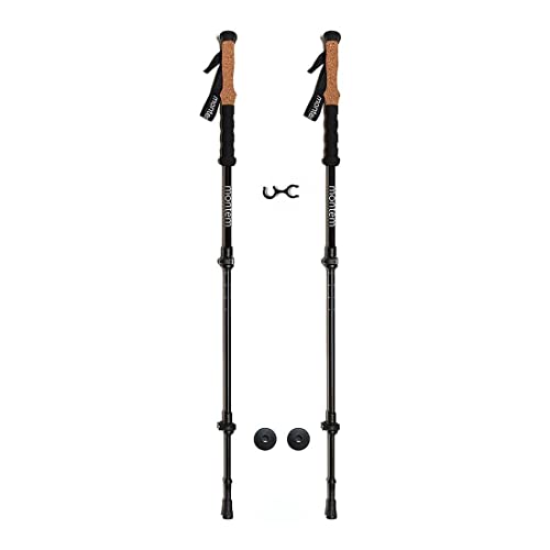 Montem Ultra Strong Trekking, Walking, and Hiking Poles – One Pair (2 Poles) Anti-Shock Cork Handle – Collapsible, Lightweight, Quick Locking, and Ultra Durable