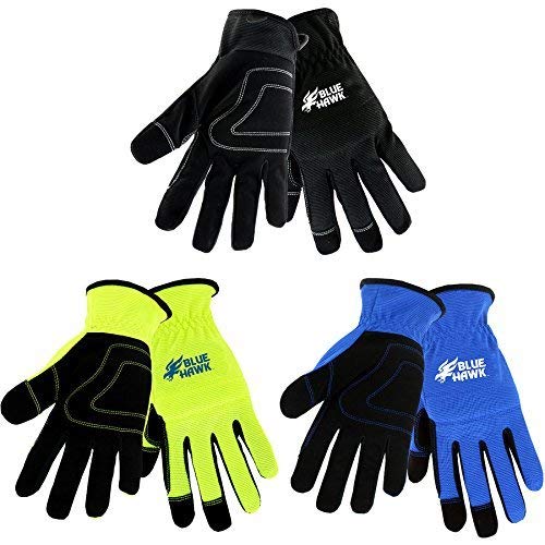 Blue Hawk 3-Pack Large Male Polyester Leather Palm Work Gloves Model # LW86156-L3P | The Storepaperoomates Retail Market - Fast Affordable Shopping