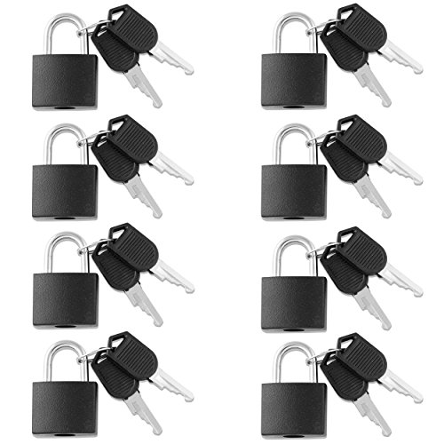 VIP Home Essentials – Small Mini Durable ABS Covered Solid Brass Body Individually Keyed Padlock – 8 Pack Lock Set