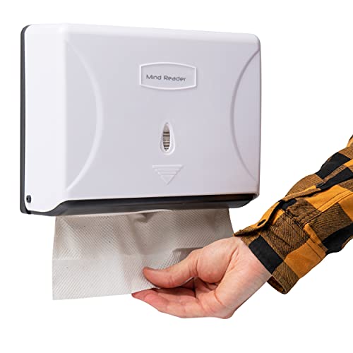 Mind Reader Multifold Paper Towel Dispenser, Paper Towel Holder, Restroom, Wall Mount, White