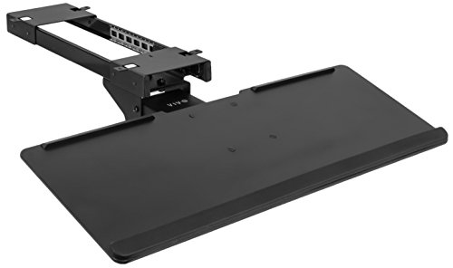 VIVO Adjustable Computer Keyboard and Mouse Platform Tray Deluxe Smooth Rolling Track Under Table Desk Mount, Black, MOUNT-KB04C