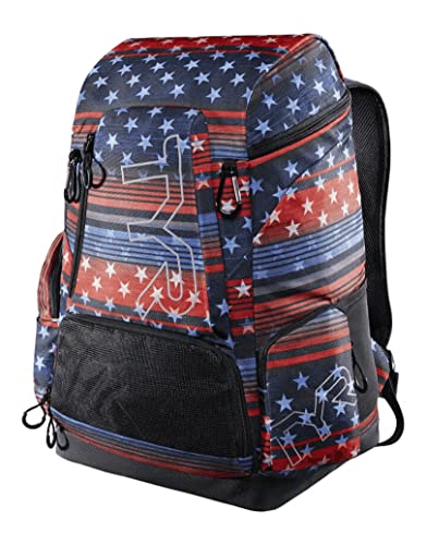 TYR Unisex Adult Alliance 45L Backpack-USA Flag Print, Red/White/Blue, 45 Litre